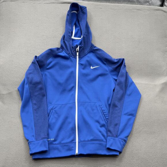 Nike Hoodie Mens Medium Blue Therma-FIT Elite Full Zip Basketball Swoosh Raglan - Picture 1 of 10
